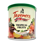 Taveners Tropical Fruit Drops - Sweet Drops Candy Assortment - Tropical Fruit Hard Candy in Tin - British Candy Sweets - Traditional & Old Fashioned Candy w/No Artificial Flavors & Colors (7.1 oz)