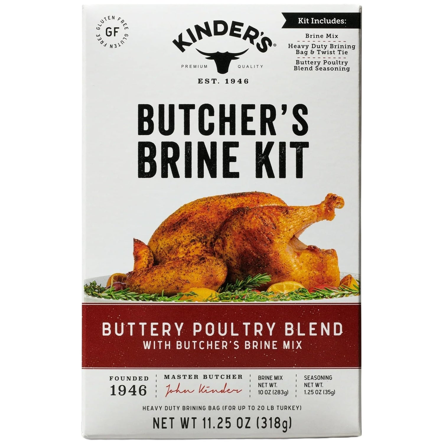 Kit de salmuera y condimento para pavo de Kinder's Butcher's con bolsa para salmuera, ajo y hierbas, 12 onzas