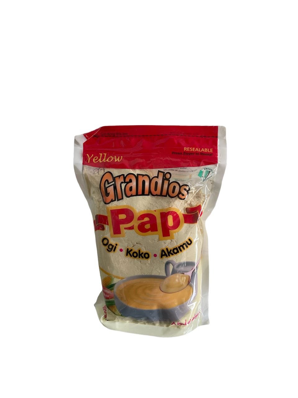 Maíz fermentado y maíz de Guinea marrón en polvo (Ogi/Akamu/Pap) - Sin conservantes (Grandios Yellow Corn Powder (Ogi))