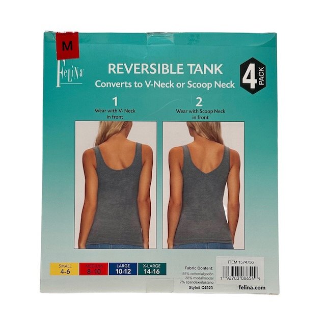 Felina Women's Reversible Necklines Tank Cotton Modal 4 Pack Large –  OverDMoon Stores