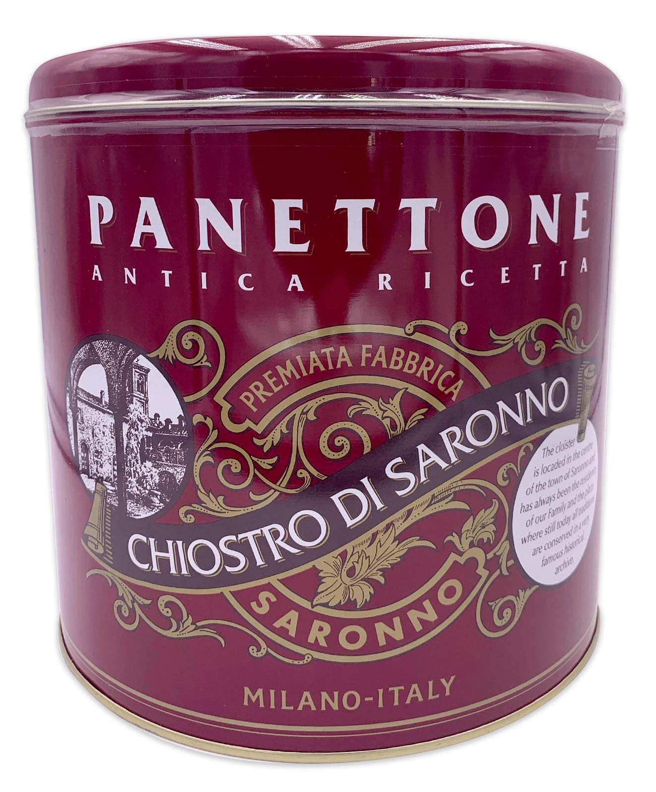 Chiostro Di Saronno Classic Italian Panettone | Premium Metal Tin | Fresh Baked Cake Antica Ricetta | Holiday Gift | Imported from Italy 1000g 2.2lbs