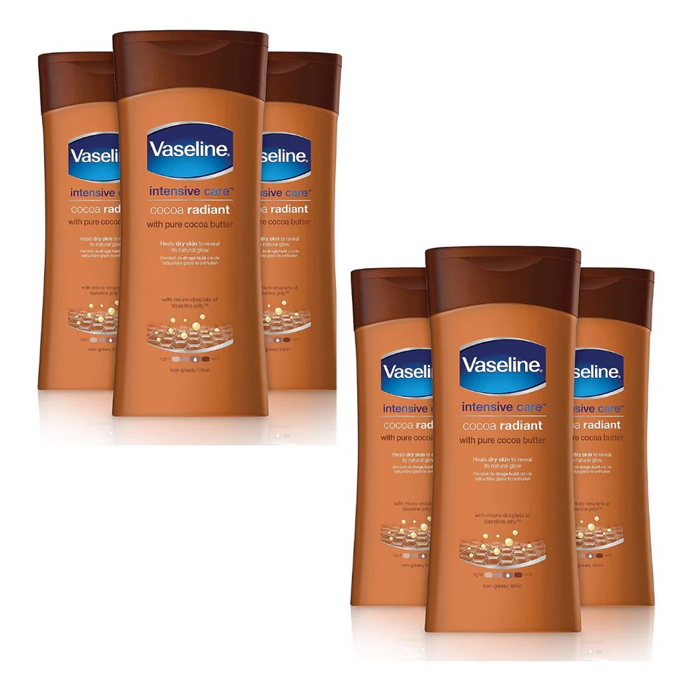 Vaseline Body Lotion 400ml Cocoa Radiant (6-Pack)