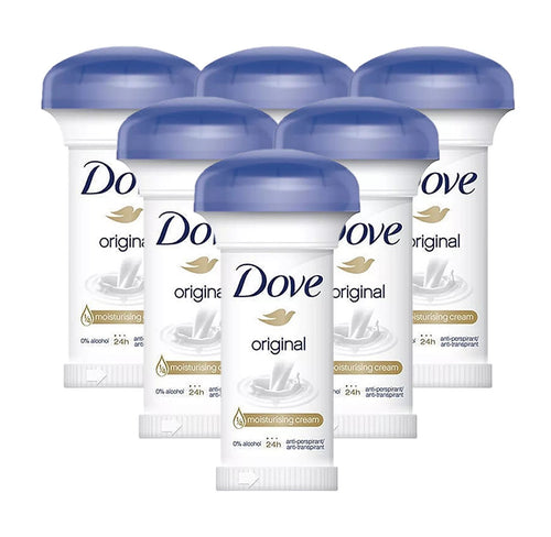 Dove Original Deodorant Roll-On with Moisturising Cream 50ml (Pack of 6)