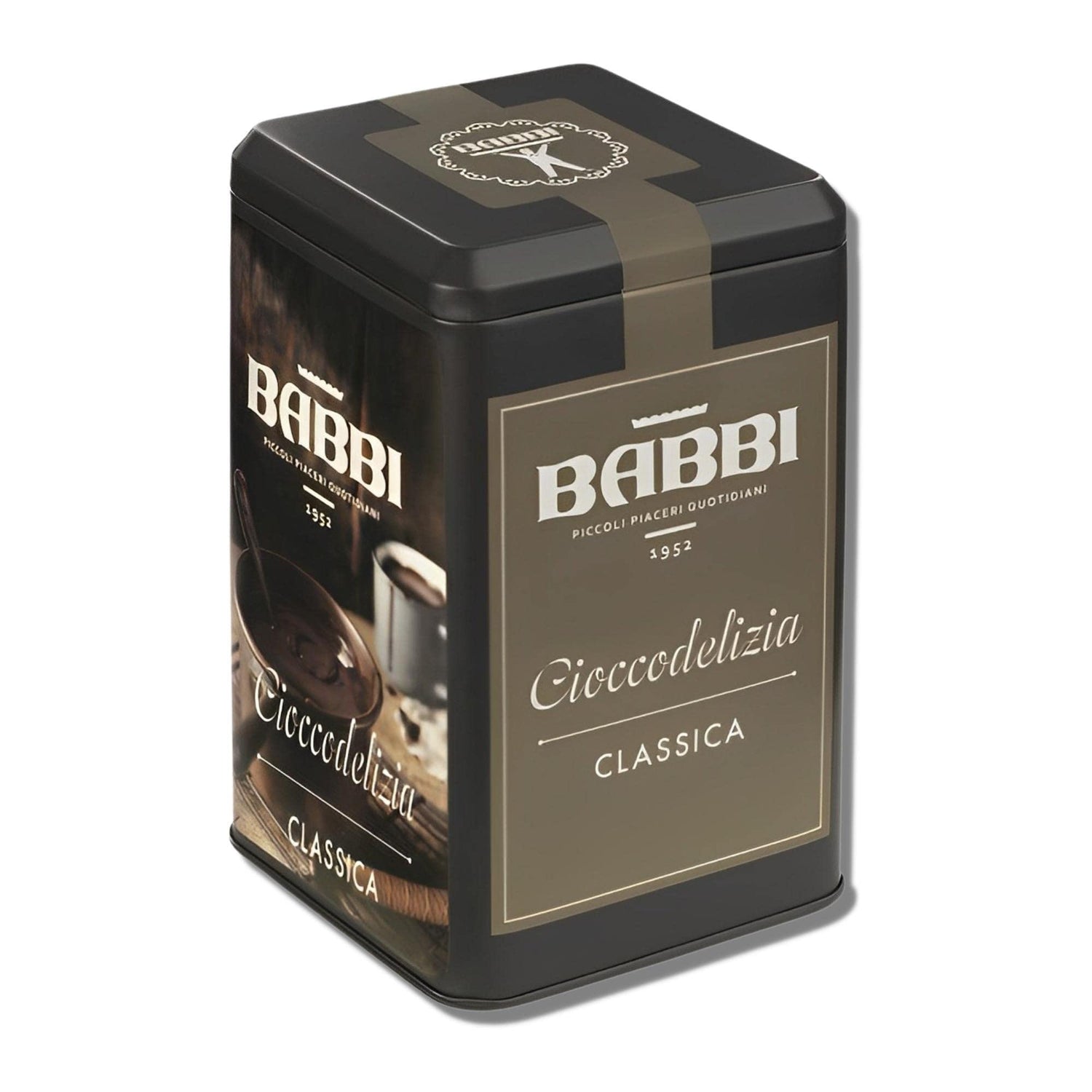 Babbi Classica Hot Milk Chocolate Mix - Gluten Free Hot Chocolate Mix Drink Powder- Premium Dark Cocoa Powder from Italy - Organic Hot Chocolate Powder - Chocolate Milk Powder in Tin (8.82 oz)