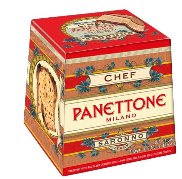Gâteau Panettone italien Chiostro di Saronno - Pain italien traditionnel - Pain Panettone italien - Pain frais - Cuisine italienne - Gâteaux aux fruits pour Noël Panettone italien dans une boîte en carton classique 17,6 oz
