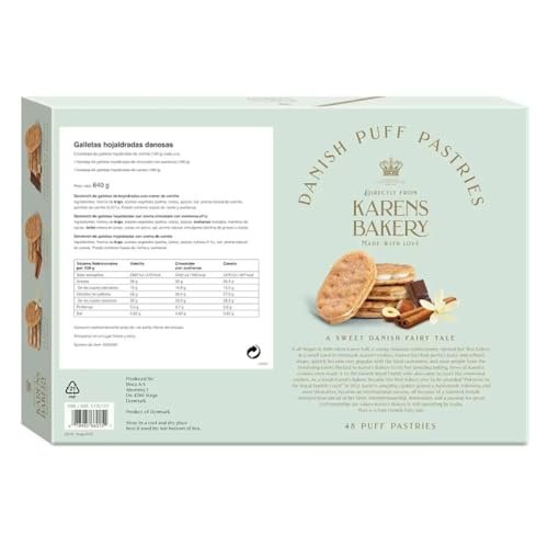 Essential Products Karens Bakery Danish Puff Pastries Cookies, layers of With Vanilla crème filling 16.9 oz | 96 Layers Pastry