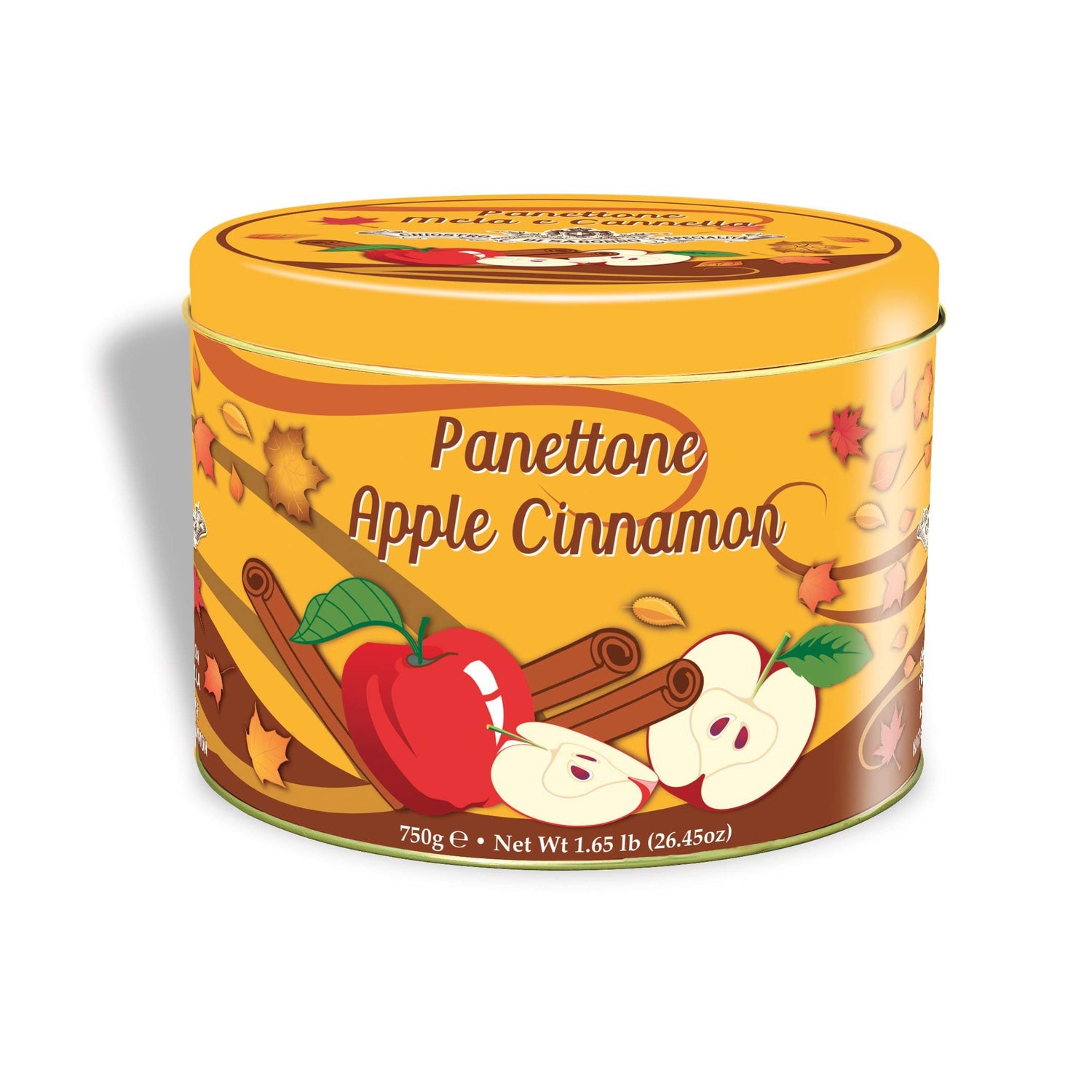 Chiostro Di Saronno Apple & Cinnamon Panettone in Tin- Filled with Candied Apples and Cinnamon 26.5 oz Milano Made in Italy