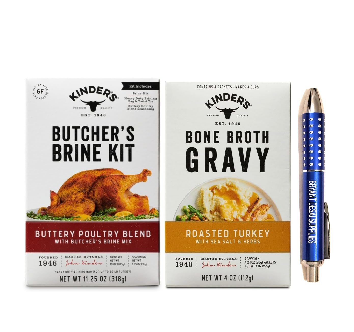 Butcher’s Turkey Brine Kit, 11.25oz, kinders and Turkey Bone Broth Gravy, 4oz,