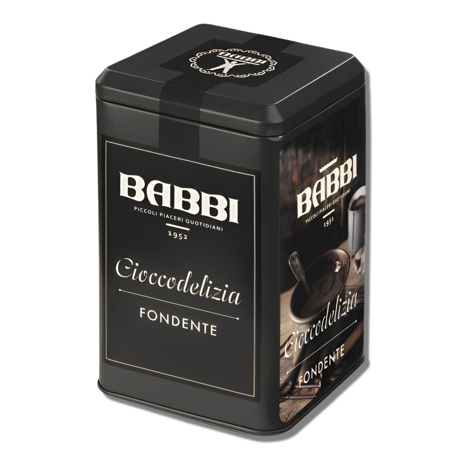 Babbi Dark Hot Chocolate Mix - Fondente Black Cocoa Powder Drink MIx - Hot Cocoa Mix from Italy - Hot Chocolate Powder - Gluten Free Dark Cocoa Powder - Premium Italian Dark Chocolate Powder (8.8 oz)