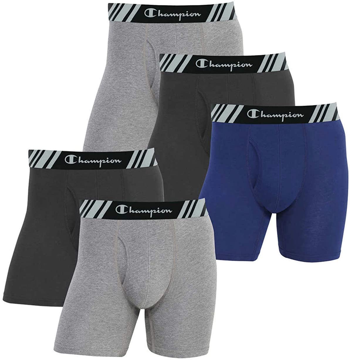 Champion Men's Boxer Briefs All Day Comfort No Ride Up Double Dry X-Temp 5 Pack