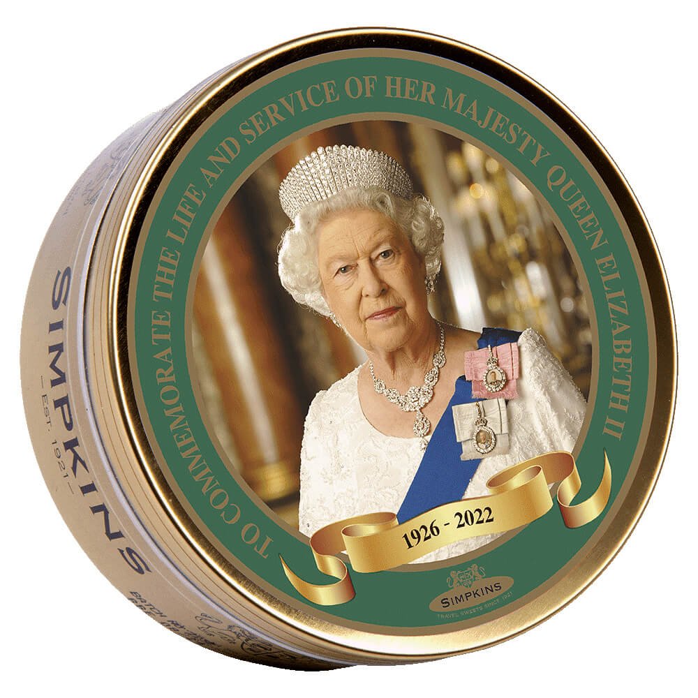 Simpkins Queen Elizabeth ll Commemorative Travel Tin Mixed Fruit Drops 175g  (6 Pack)