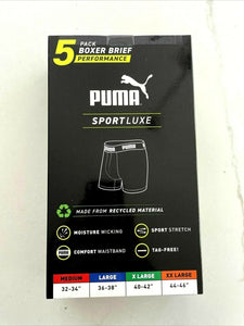 Puma Men's Performance Sport Luxe Boxer Briefs 5 pack Size L (36-38)