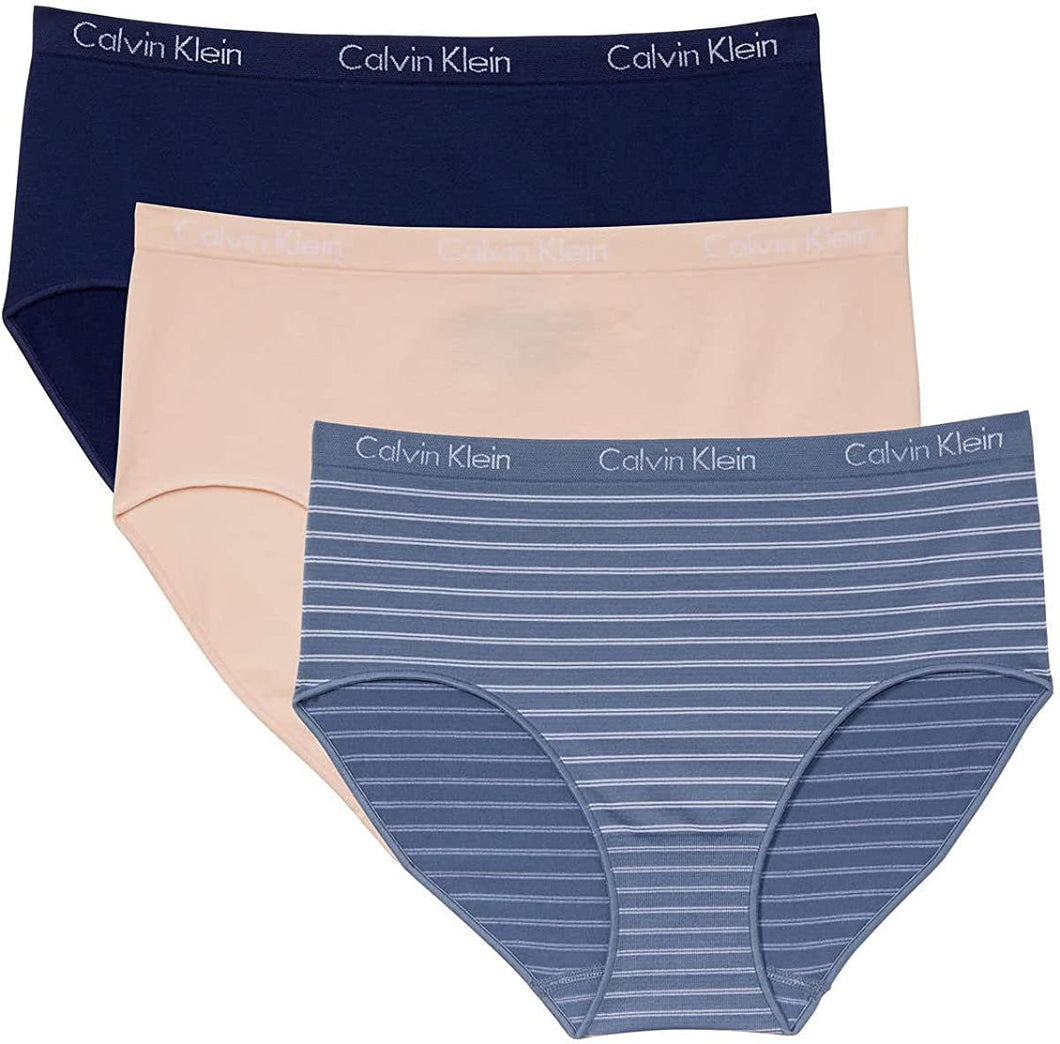 Calvin Klein Womens 3 Pack Eclipse Brief (Black Stripe/Cashew/Black, Small)  at  Women's Clothing store