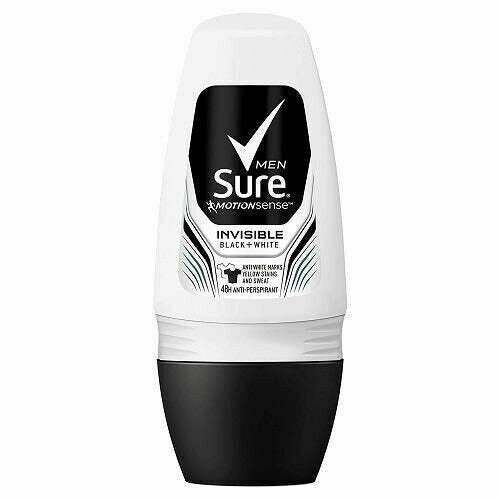 Sure Men Roll On Invisible Black and White (Pack of 6)