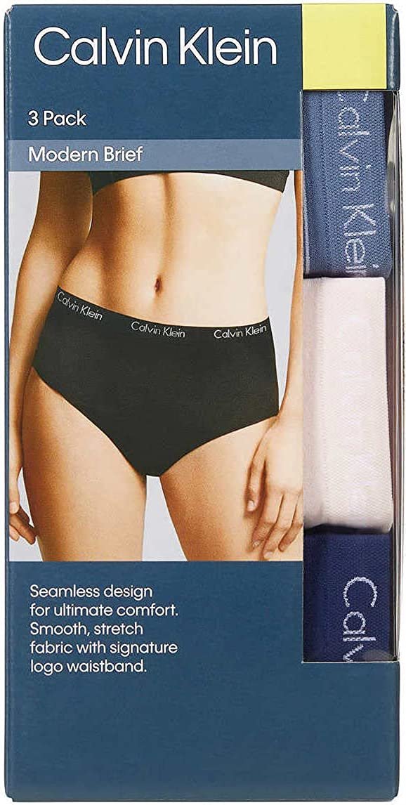 Calvin Klein CK women's Modern Brief underwear 3-pack Grey Nude Black S