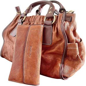 Natcole Calfskin Leather Handbag with a Matching Wallet